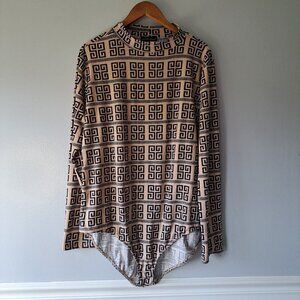 Love University Women‎ Bodysuit Lonfg Sleeve Mock Neck 3x Plus Size